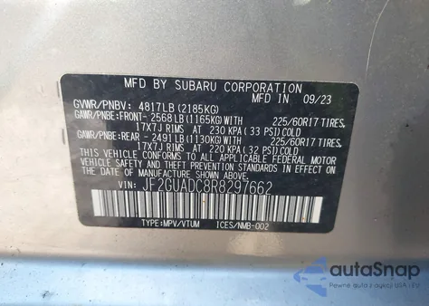 2024 Subaru Crosstrek Premium из США, поврежденный, VIN JF2GUADC8R8297662